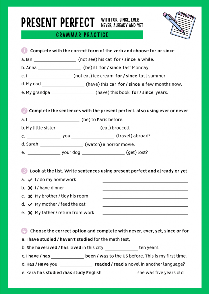 Mastering the Present Perfect | Fun ESL Grammar Worksheet for Kids Ages ...