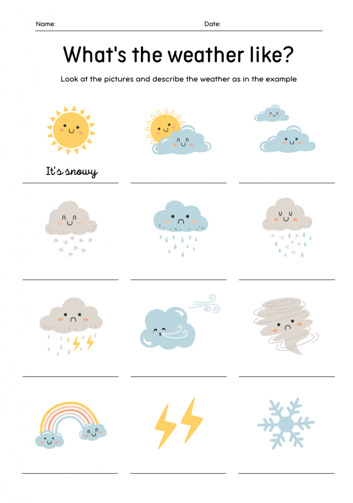 Weather Vocabulary Worksheet for Kids | Fun ESL Activity for Beginners ...