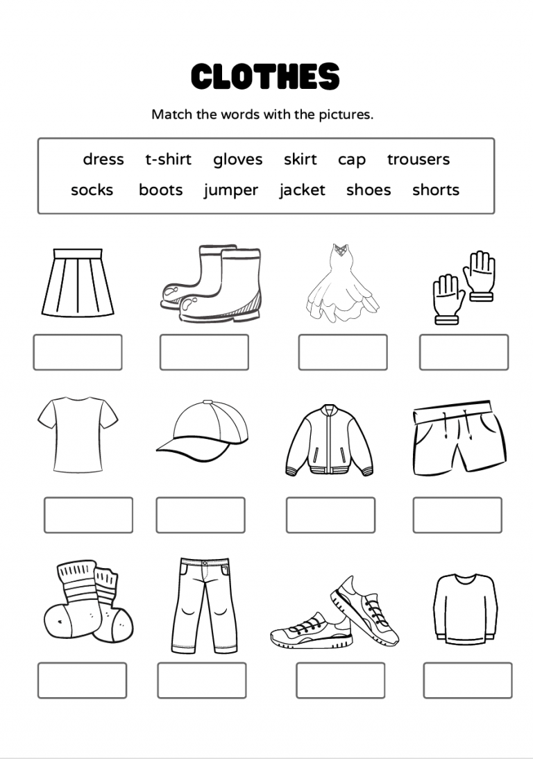 Clothes Vocabulary Worksheet for Kids | Fun ESL Activity to Learn ...