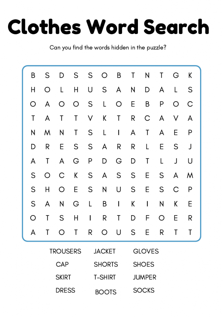 Clothes Vocabulary Worksheet for Kids | Fun ESL Activity to Learn ...
