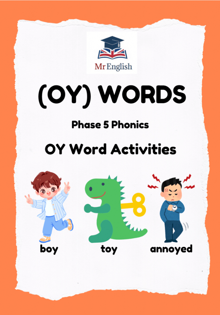 OY Words Phase 5 Phonics Worksheet for Kids (Ages 6–7) - Mr English