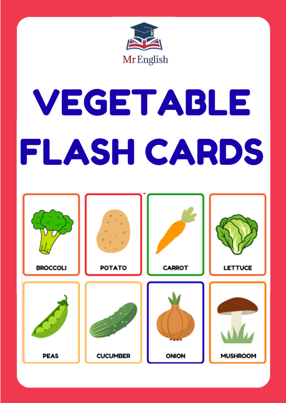 Vegetable Flashcards for Kids (ESL Vocabulary Cards) – Ages 4–8