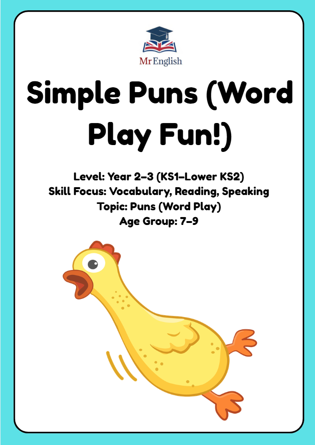Pun Worksheet for Kids (Year 2–3) | Fun English Word Play Activity (Ages 7–9)