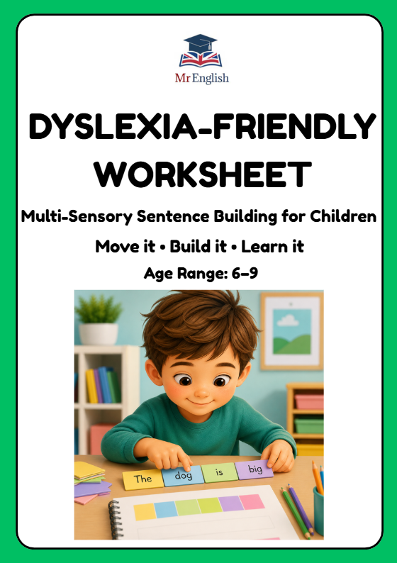 Dyslexia-Friendly Sentence Building Worksheets (KS1 & KS2) | Multi-Sensory English Activities for Kids