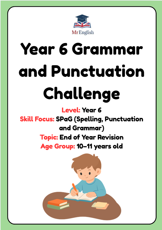 Year 6 SPaG End of Year Revision Worksheet | Grammar & Punctuation Activities for Ages 10–11