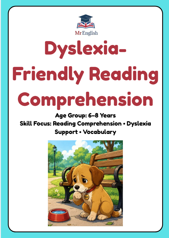 Dyslexia-Friendly Reading Comprehension Worksheet for Ages 6–8 | The Lost Puppy