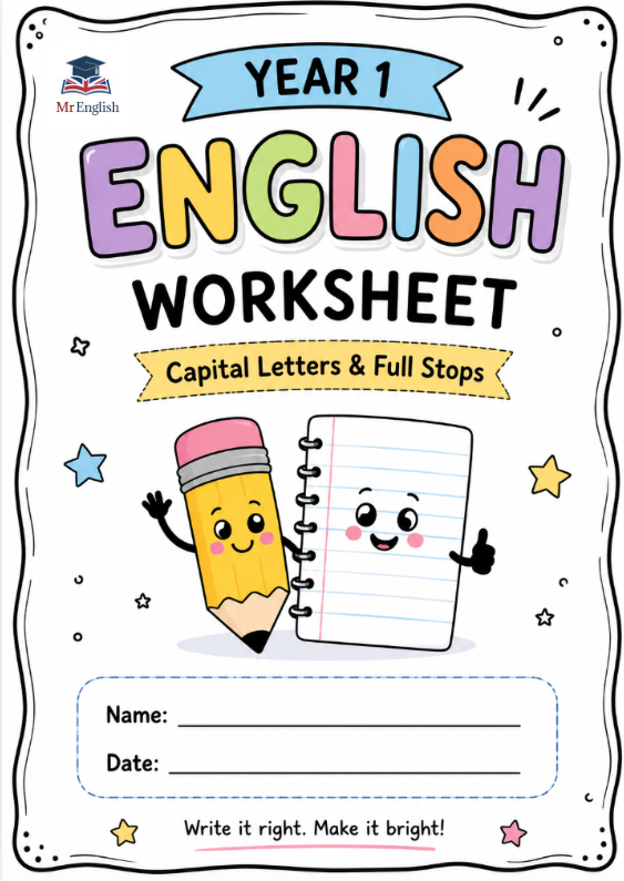 Year 1 Capital Letters and Full Stops Worksheet | KS1 English Grammar