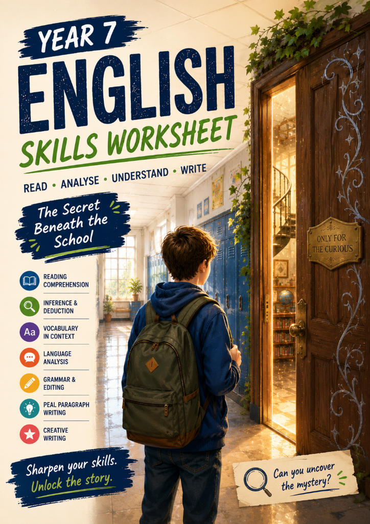 Year 7 English Skills Worksheet | Reading, Inference, PEAL & Creative Writing