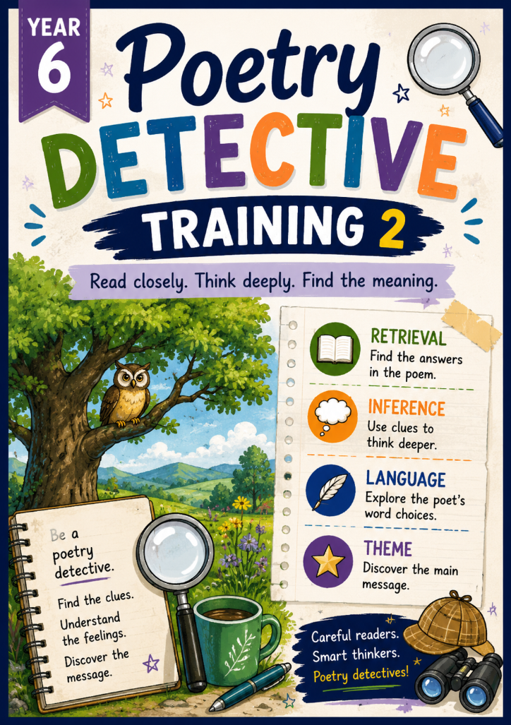Year 6 Poetry Detective Training 2 Worksheet | Reading Comprehension and Poetry Analysis