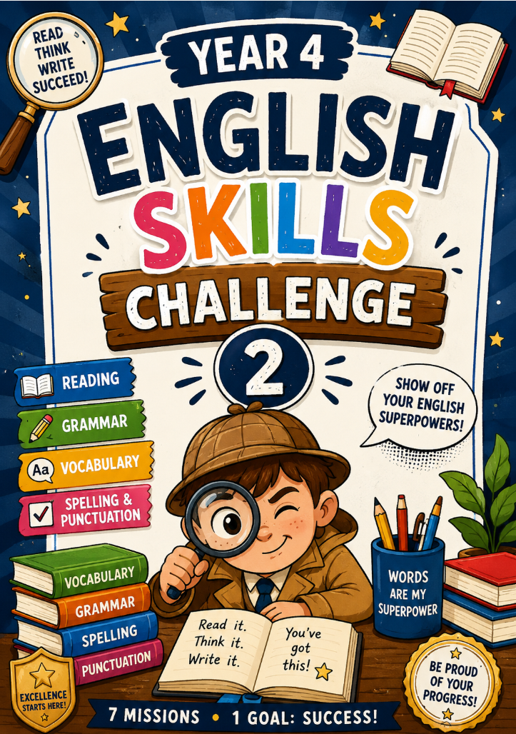 Year 4 English Skills Challenge 2 Worksheet | Reading, Grammar and Creative Writing Activities