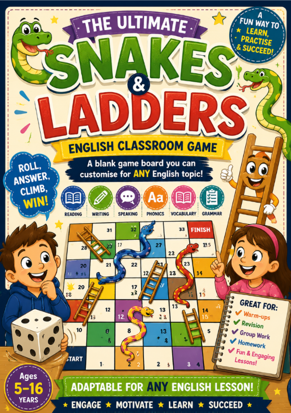 The Ultimate English Snakes and Ladders Game | Printable Classroom Activity