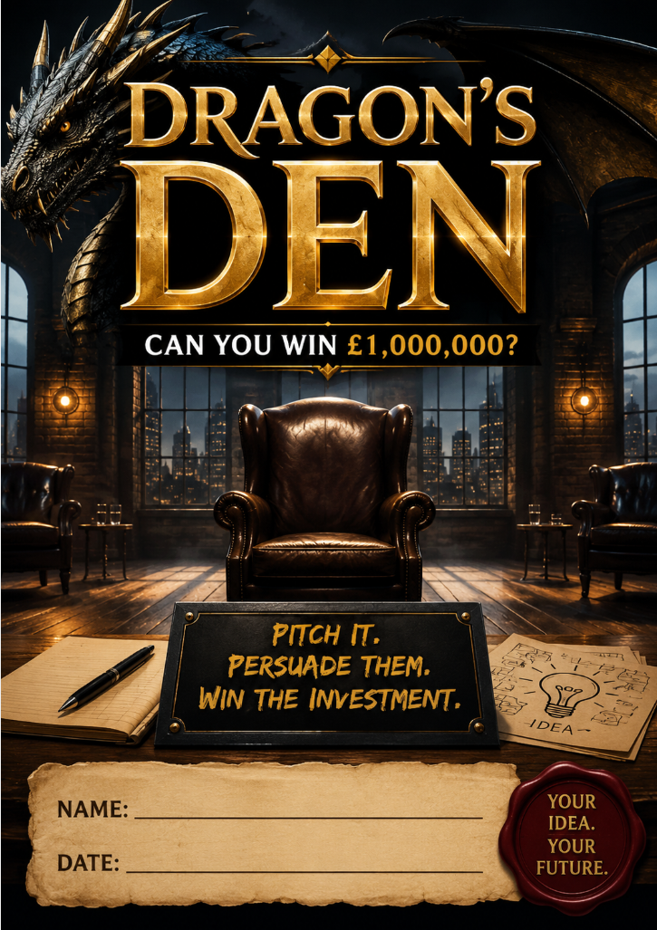 Dragon’s Den Challenge Worksheet | Persuasive Writing and Speaking Activity for Kids