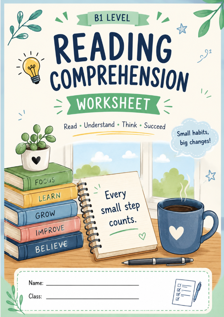 B1 Reading Comprehension Skills Builder | Reading & Inference Worksheet
