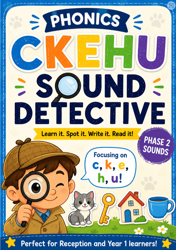 CKEHU Sound Detective (Phase 2) | Phonics Worksheet for Reception & Year 1