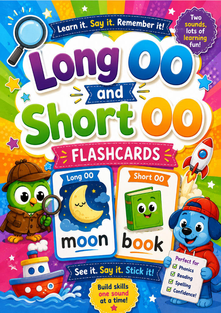 Long OO vs Short OO Flashcards | Printable Phonics Flashcards for Reception & KS1