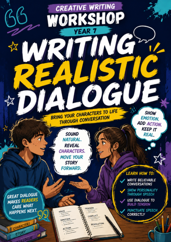 Writing Realistic Dialogue Worksheet | Year 7 Creative Writing Activities