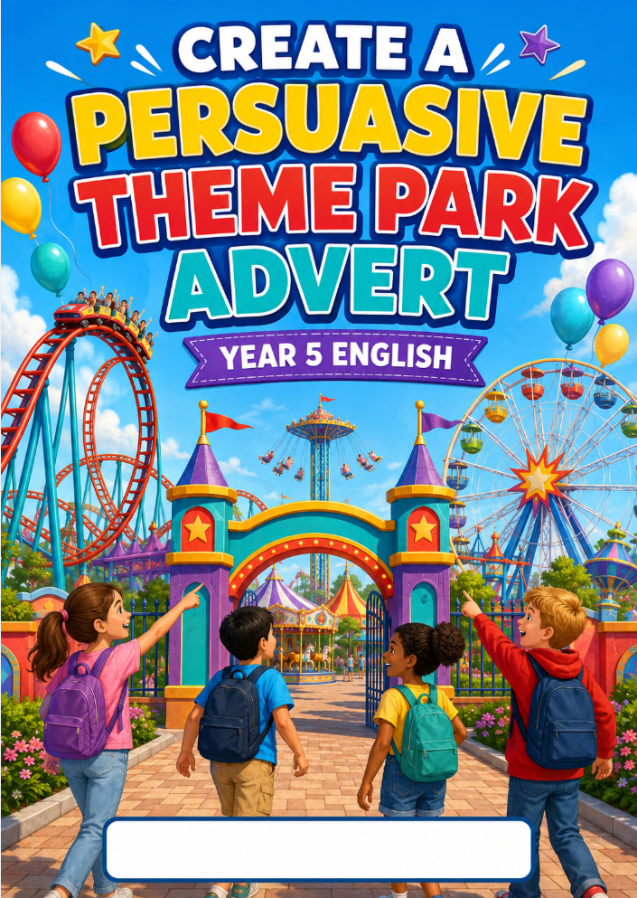 Create a Persuasive Theme Park Advert – Year 5 Writing Worksheet