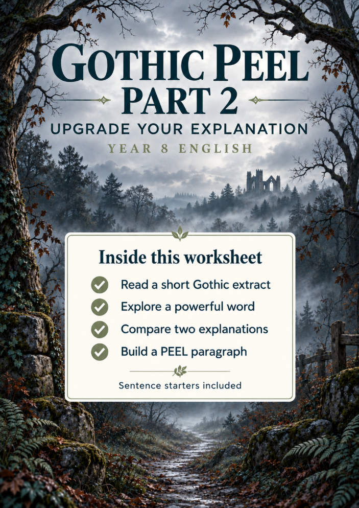 Gothic PEEL Part 2 – Word-Level Analysis Worksheet for KS3