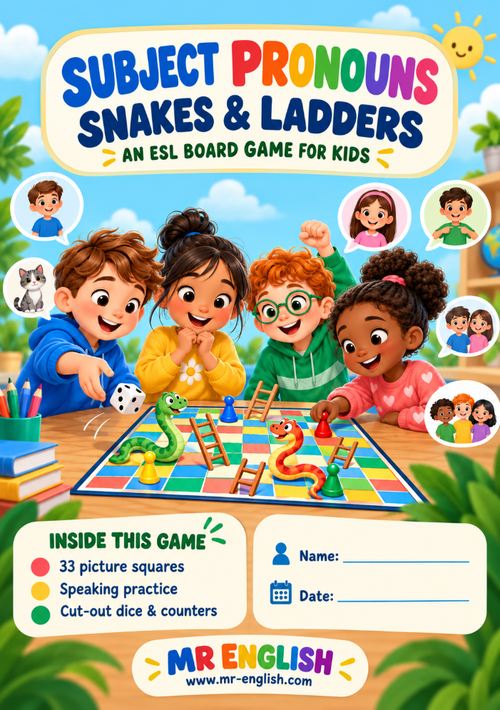 Subject Pronouns Snakes and Ladders – Printable ESL Grammar Game