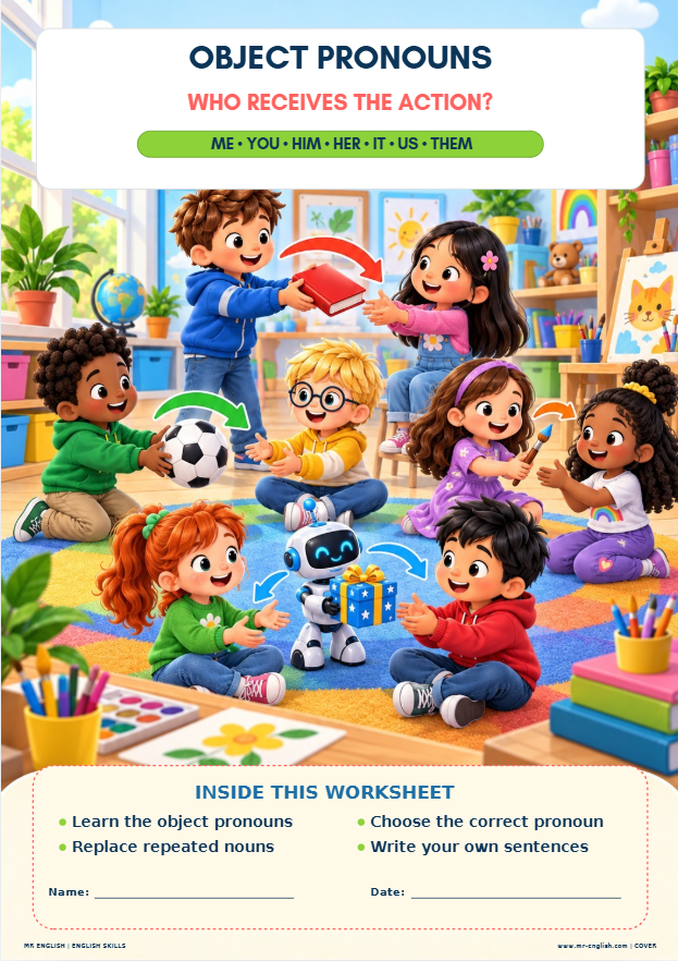 Object Pronouns Worksheet for Kids | ESL Grammar