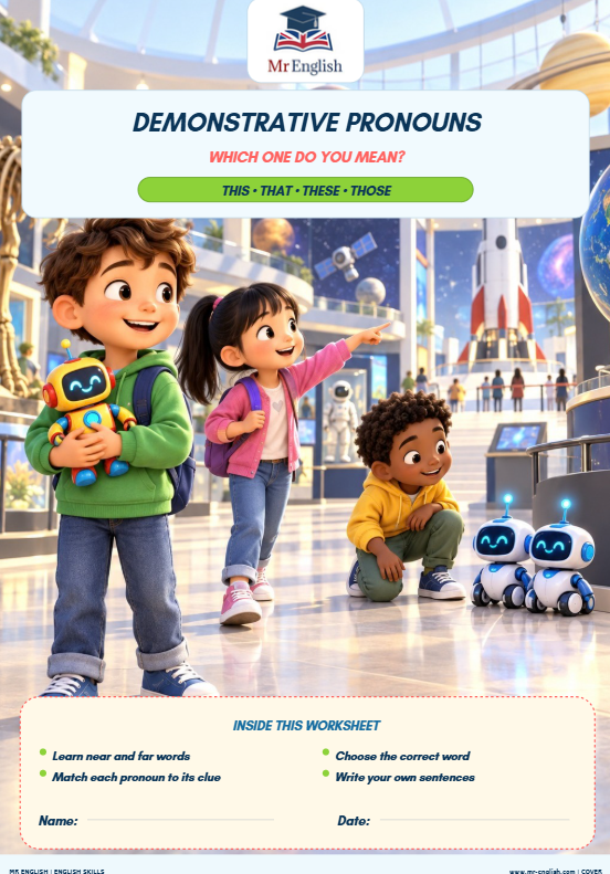 Demonstrative Pronouns Worksheet for Kids | ESL Grammar