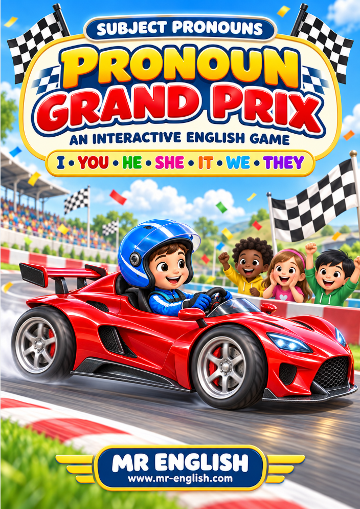 Subject Pronouns Game for Kids | Pronoun Grand Prix