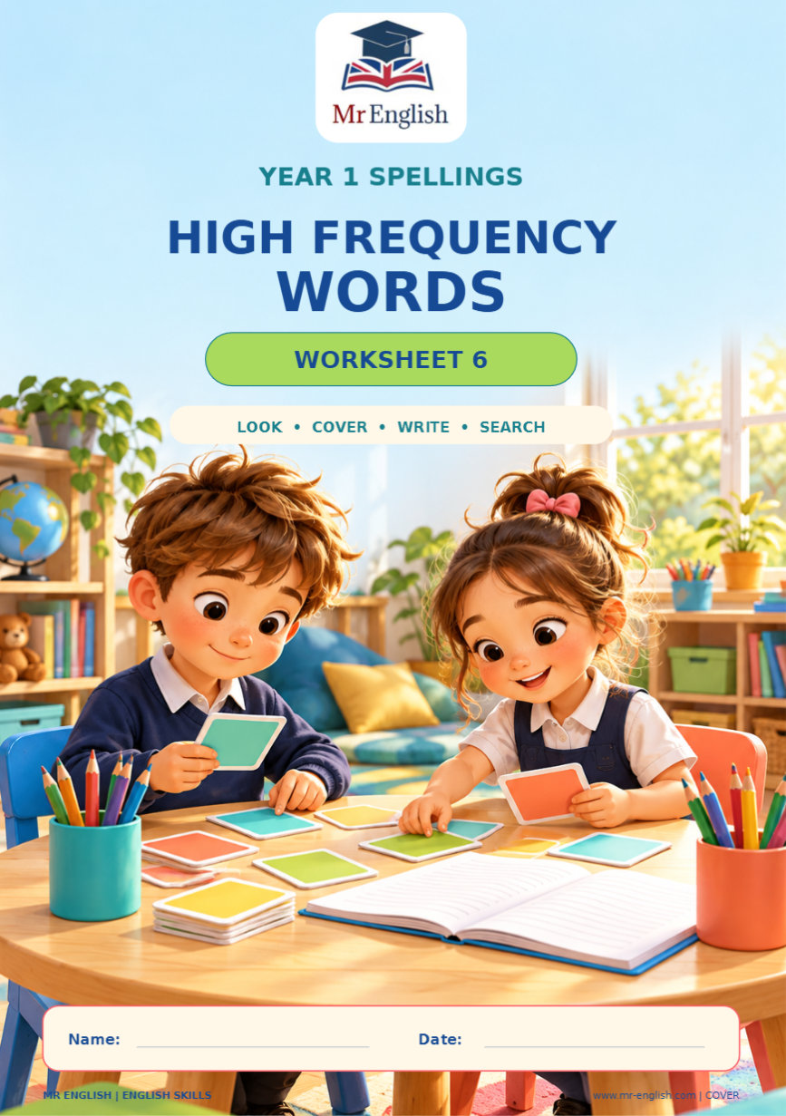 Year 1 High Frequency Words Worksheet 6 | Spelling Practice