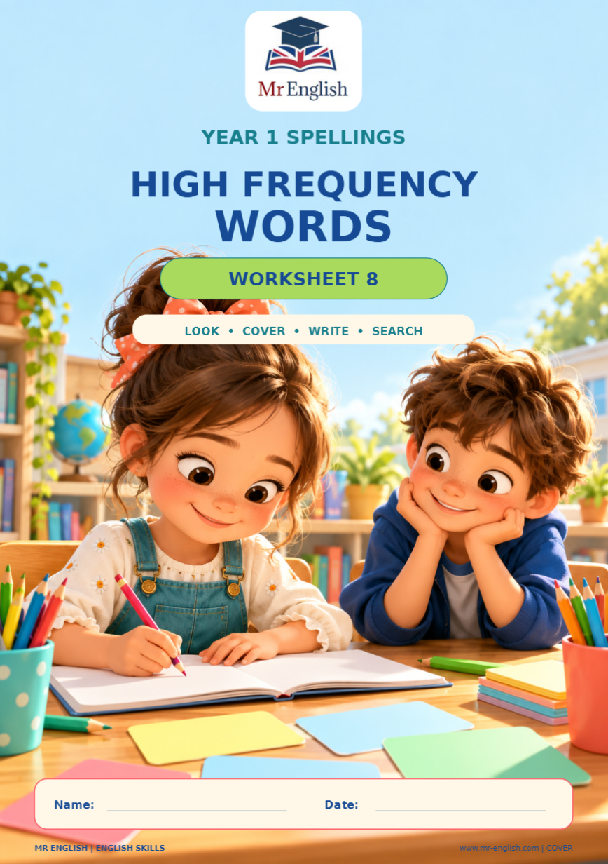Year 1 High Frequency Words Worksheet 8 | Spelling Practice