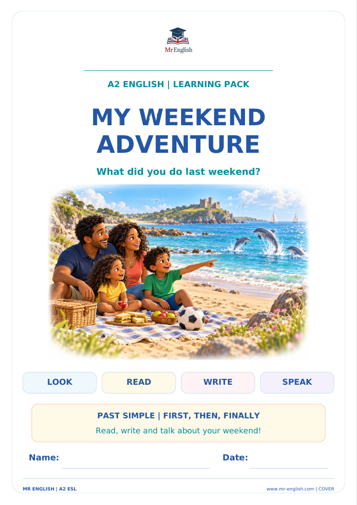 My Weekend Adventure A2 Worksheet for Kids | Mr English