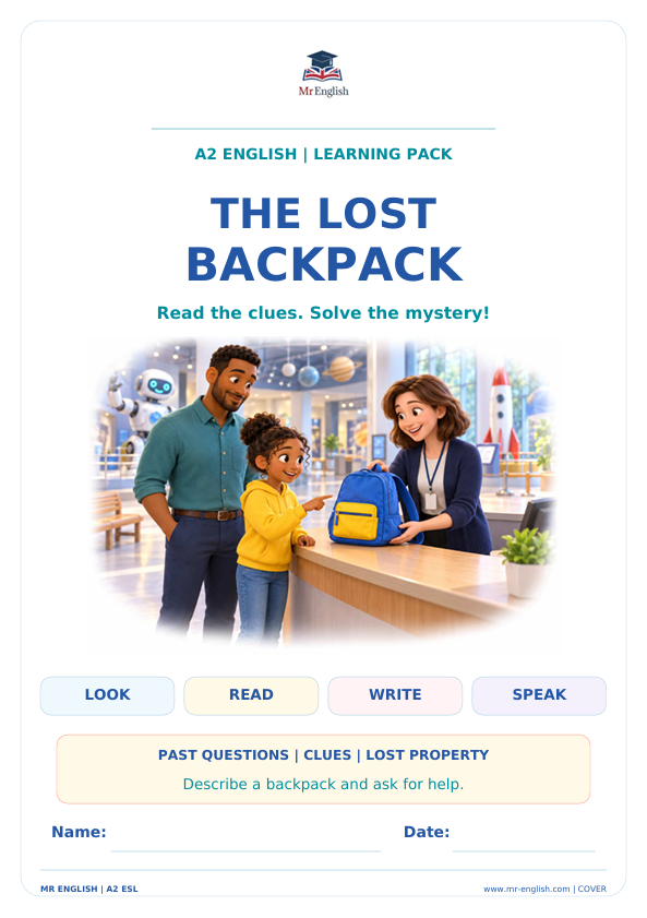 The Lost Backpack A2 Worksheet for Kids | Mr English