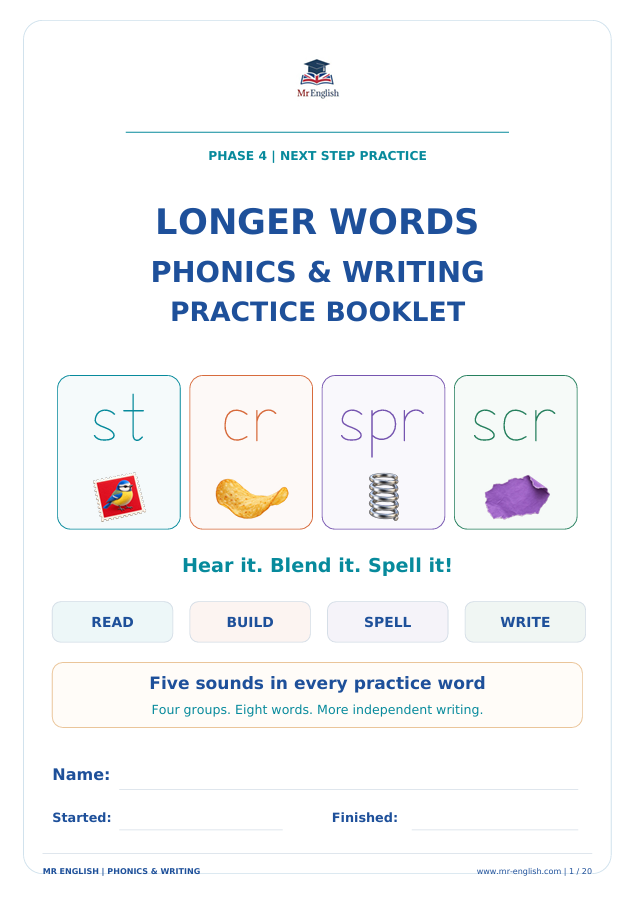 Phase 4 Longer Words Phonics & Writing Booklet