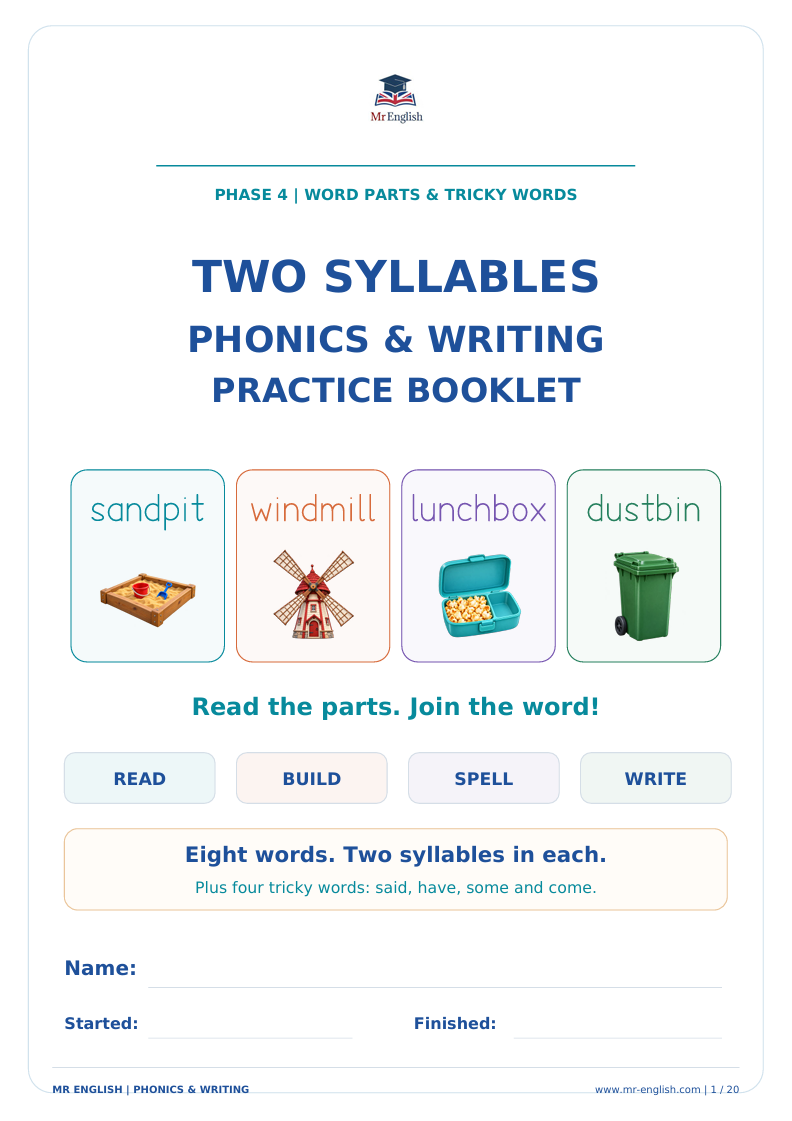 Phase 4 Two-Syllable Words & Tricky Words Booklet