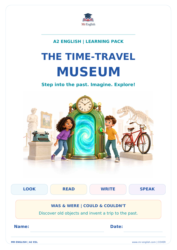 Time-Travel Museum A2 Worksheet for Kids | Mr English